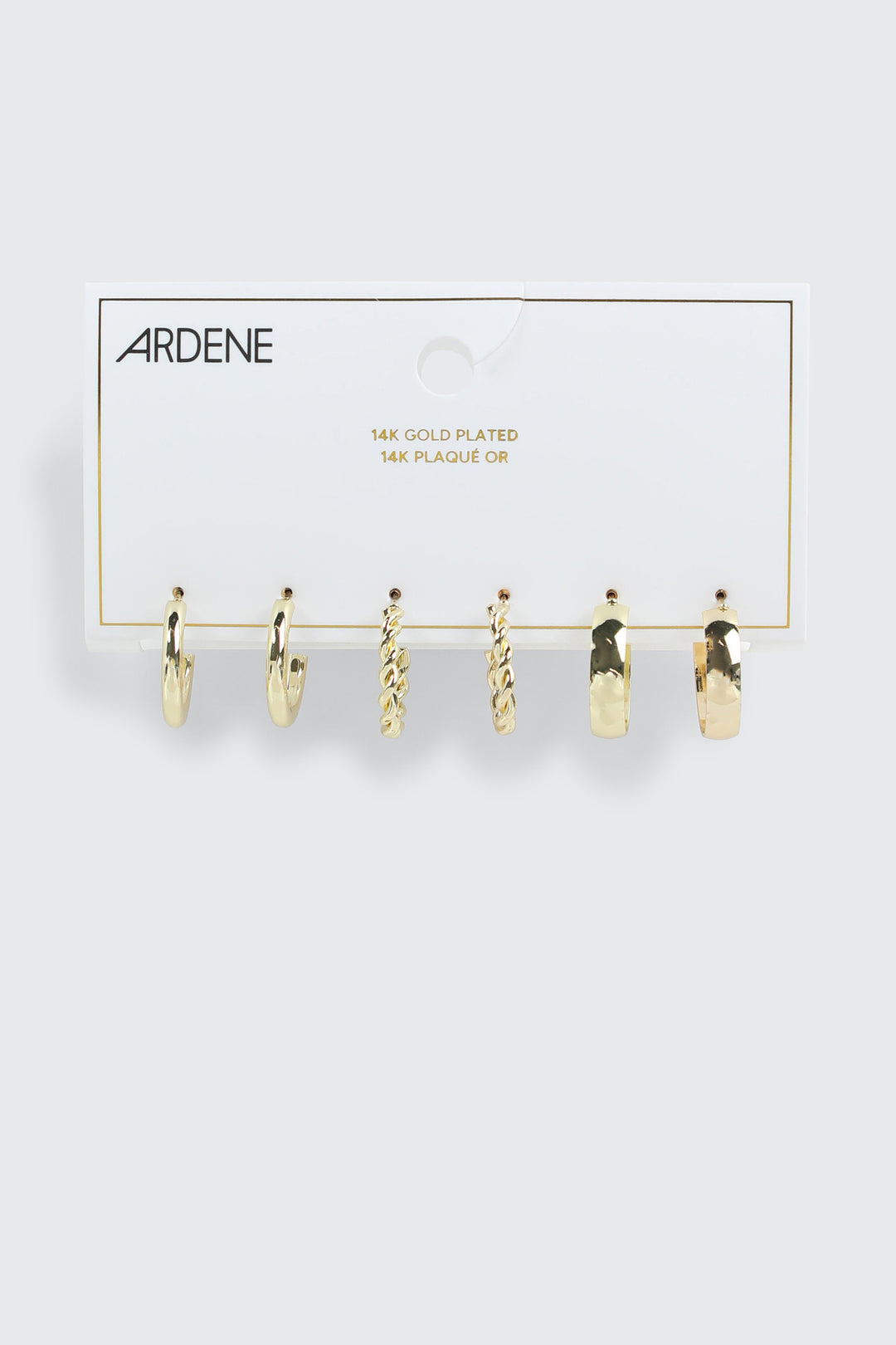 Lot de 3 paires boucles d'oreilles plaquées or 14K