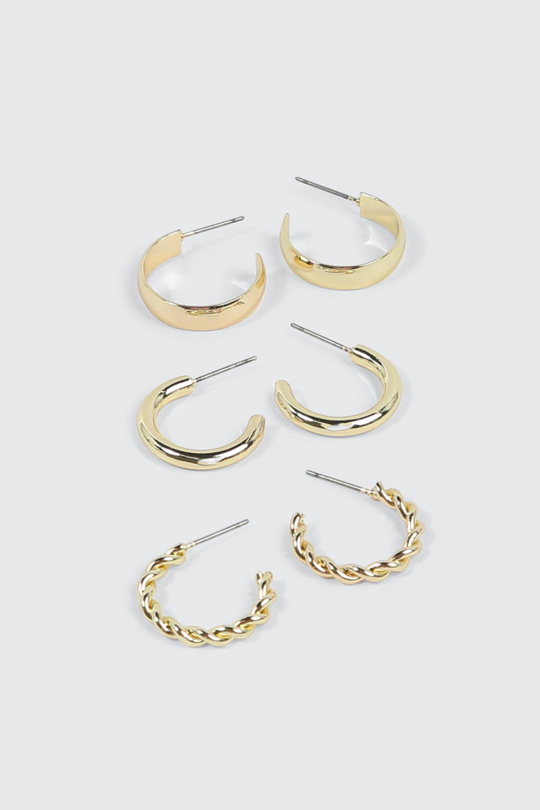 Lot de 3 paires boucles d'oreilles plaquées or 14K