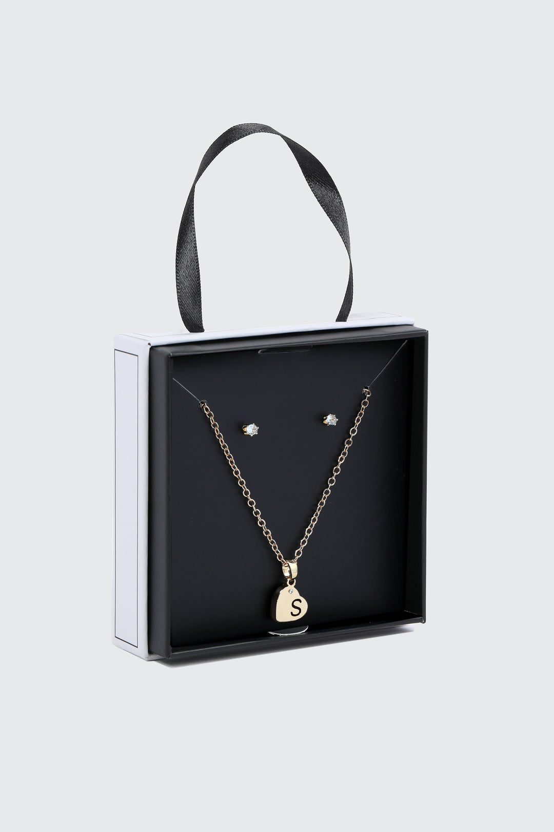 Initial S Heart Jewelry Set