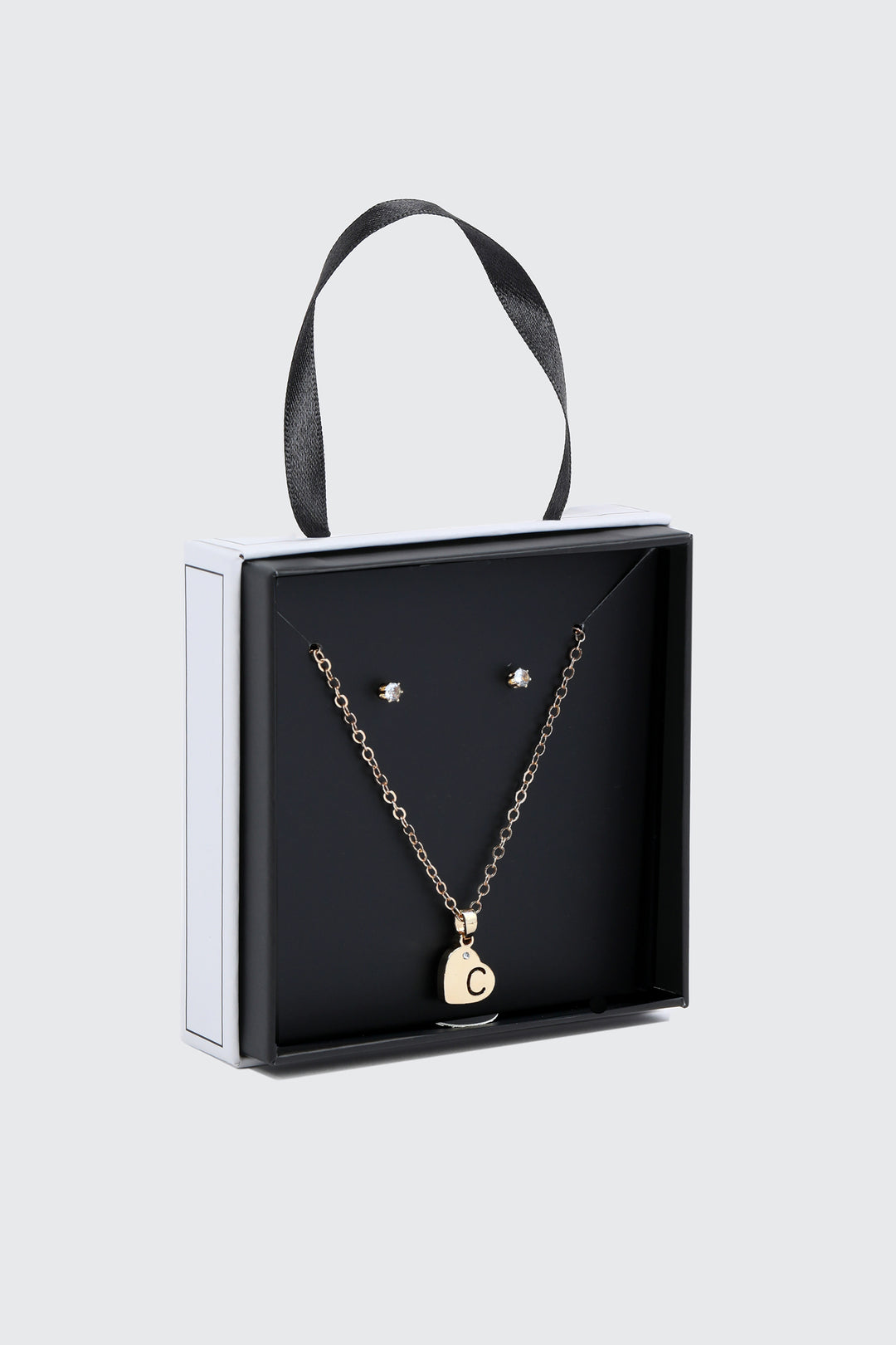 Initial C Heart Jewelry Set