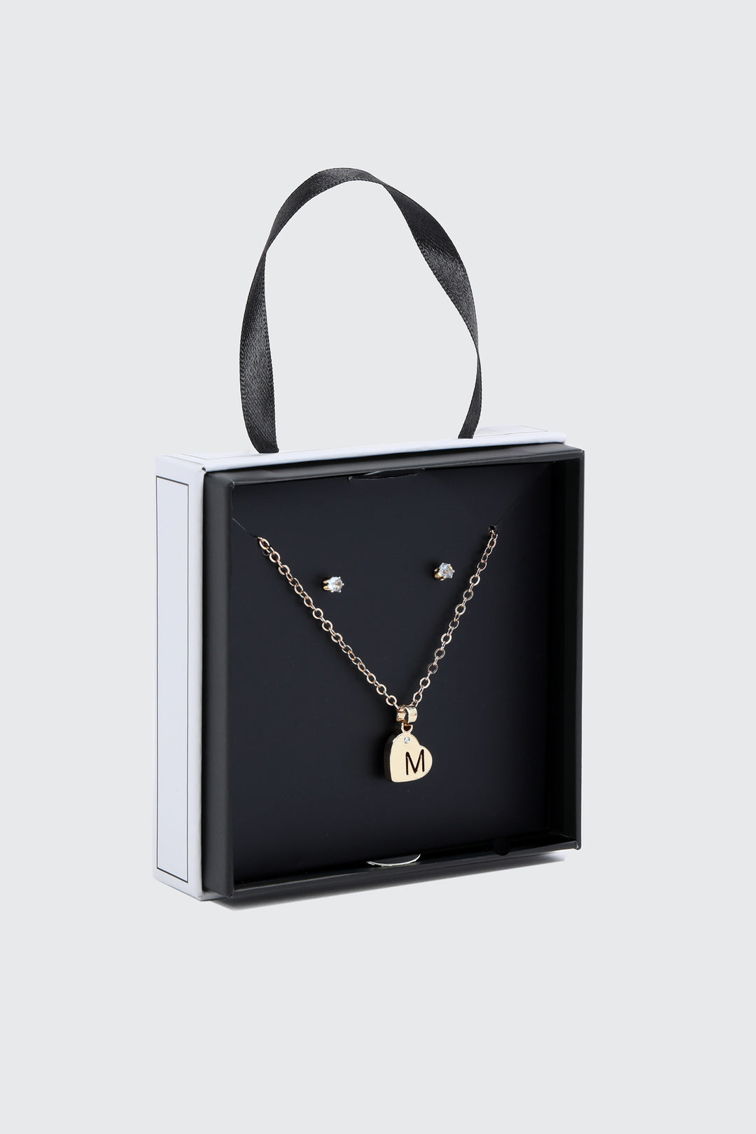 Initial M Heart Jewelry Set