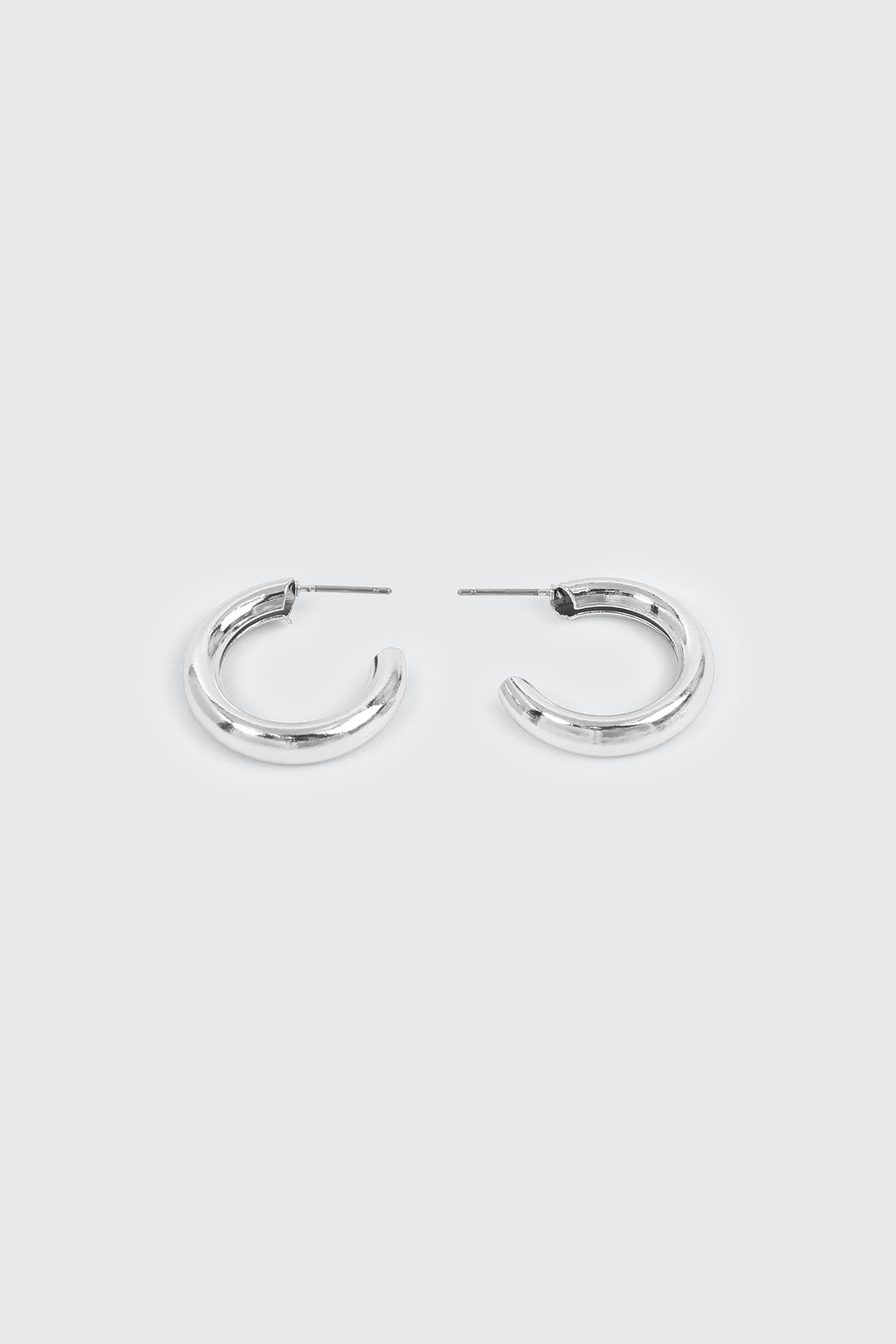 14K White Gold Plated Hoops