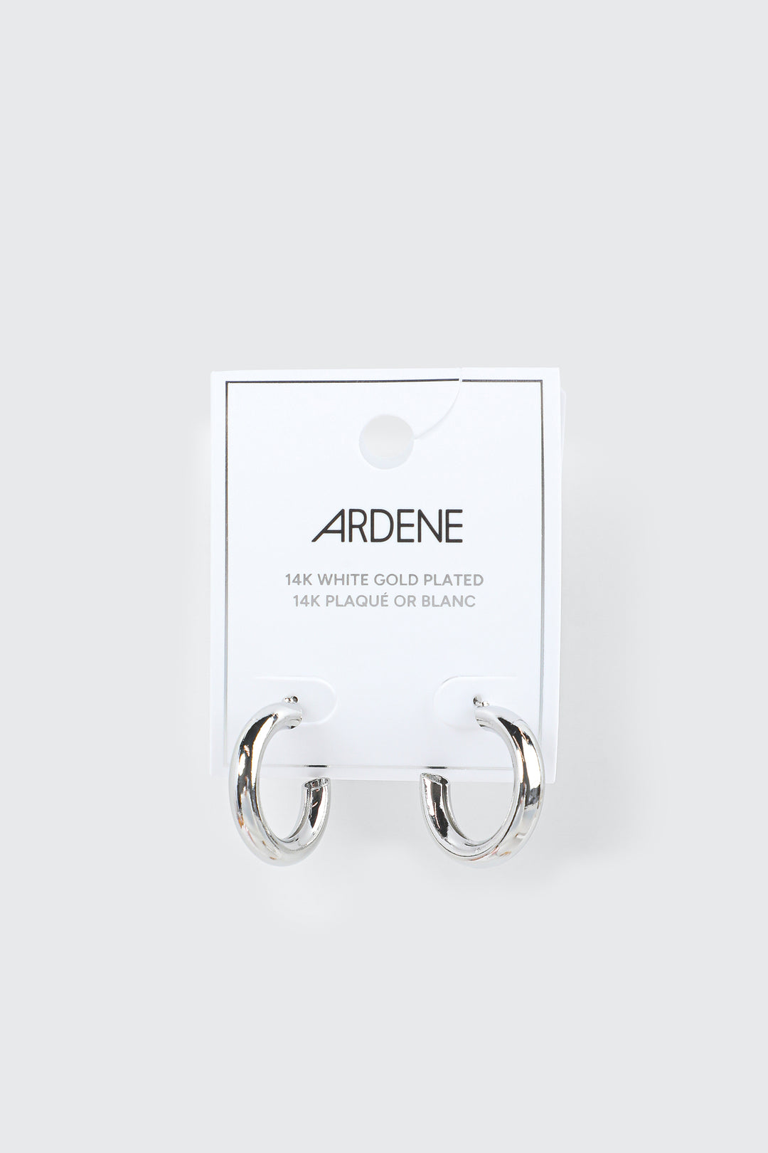 14K White Gold Plated Hoops