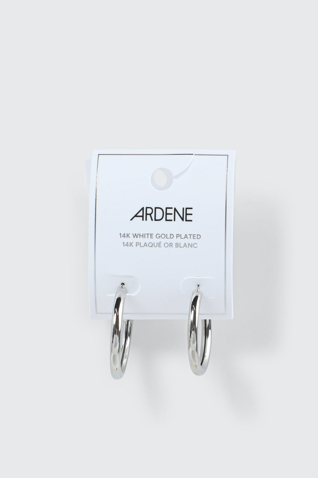 14K White Gold Plated Tubular Hoops