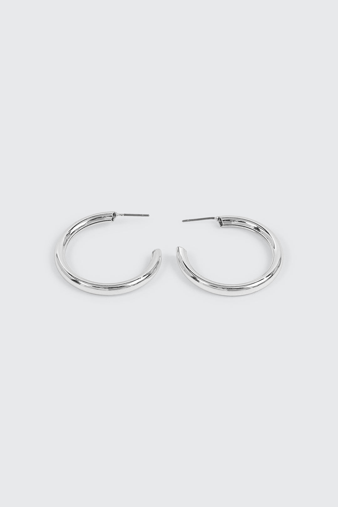 14K White Gold Plated Tubular Hoops