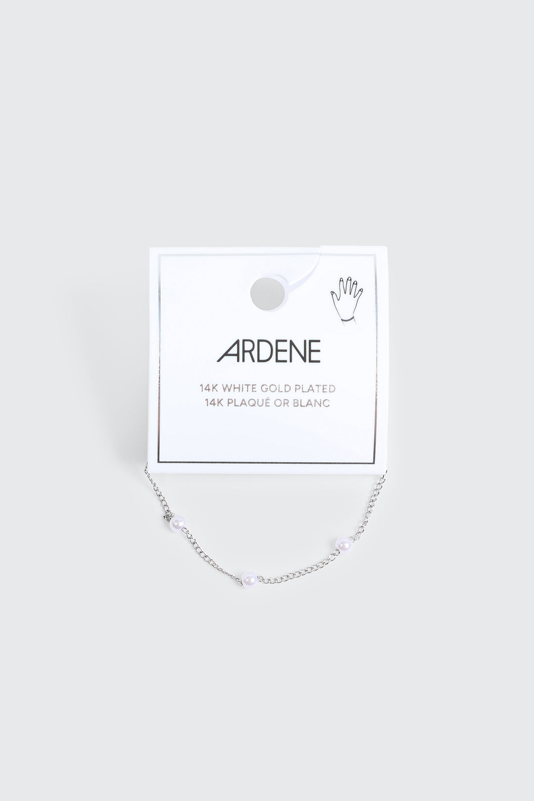 14K White Gold Plated Pearl Bracelet