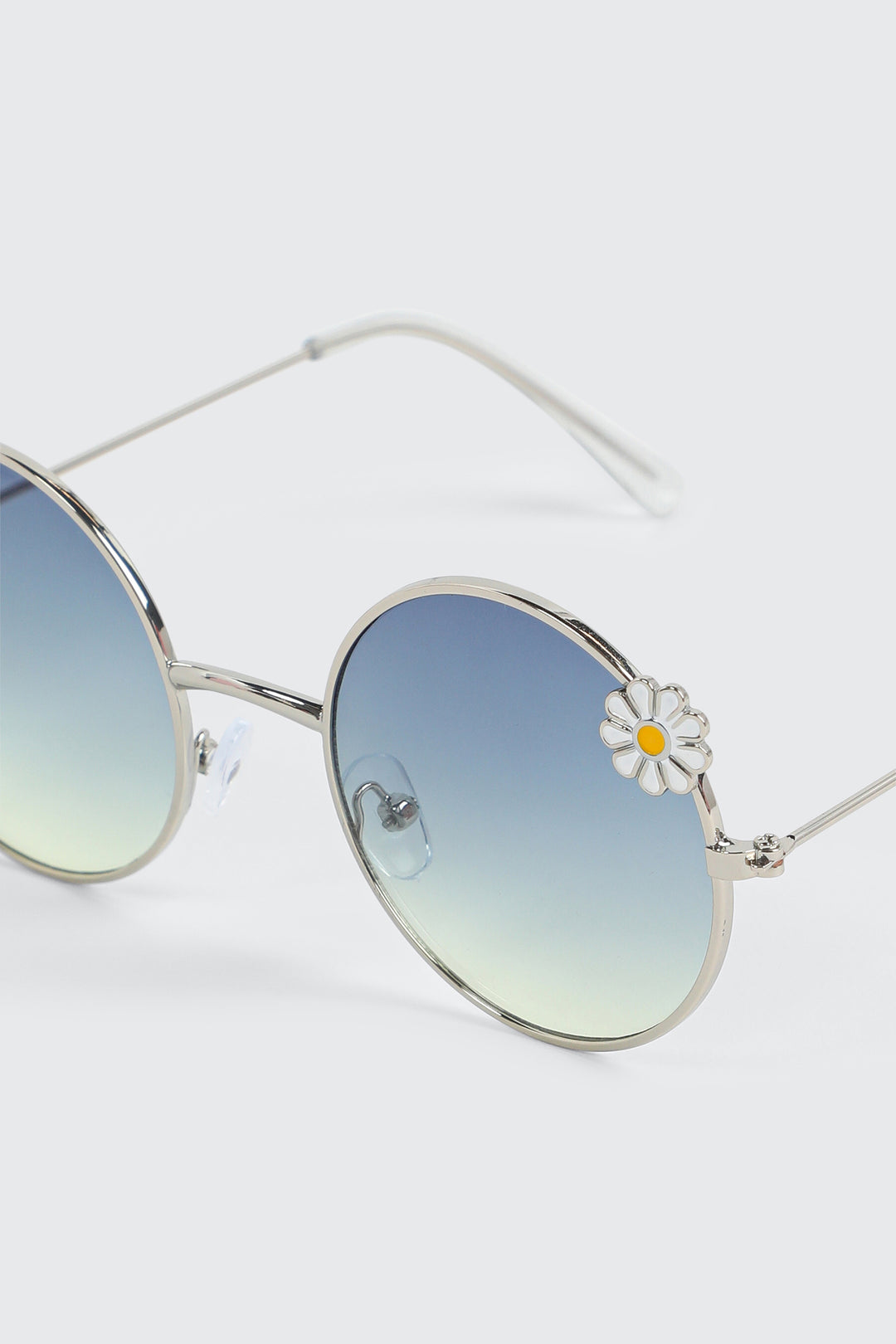 Round Metal Sunglasses with Daisy Details