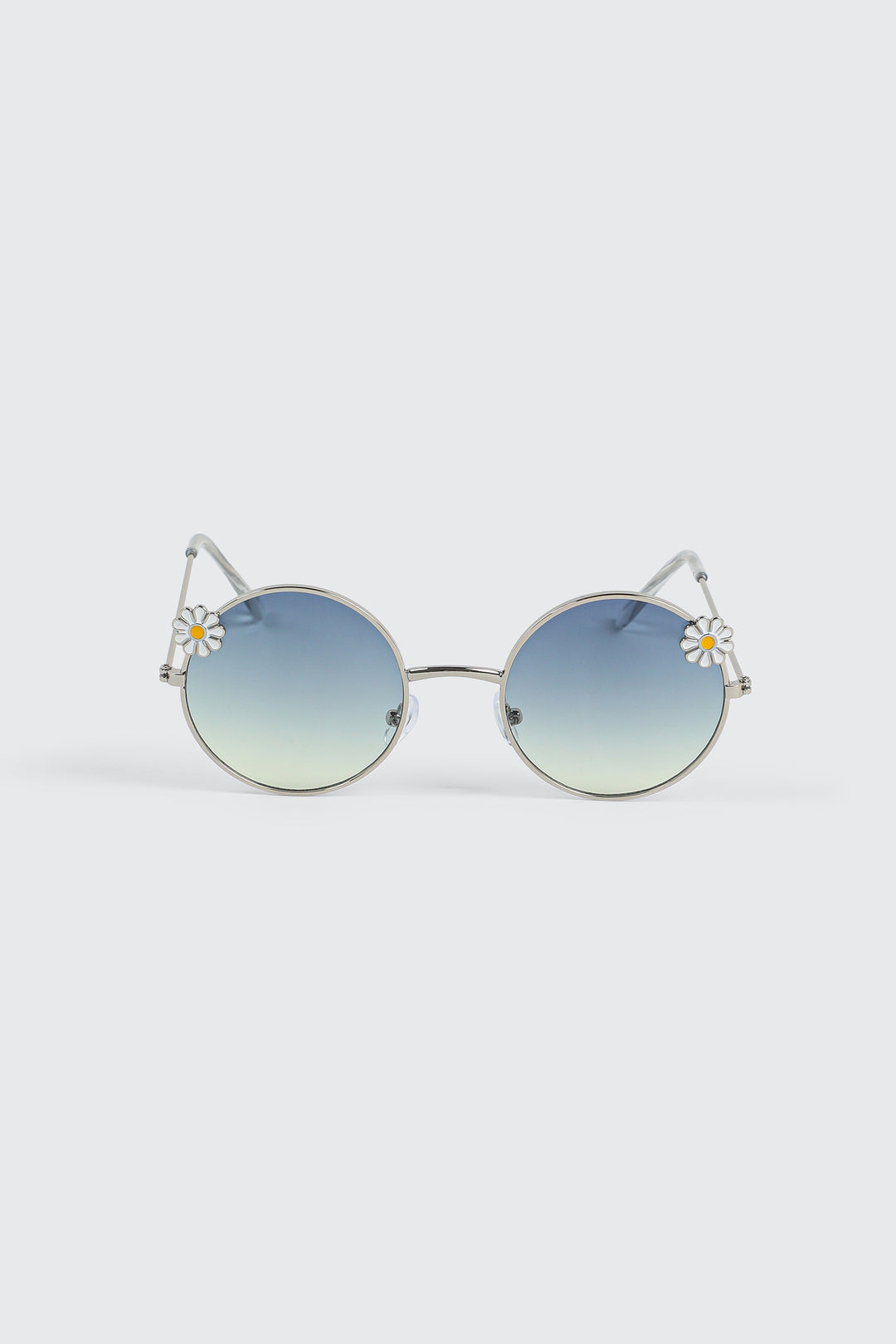Round Metal Sunglasses with Daisy Details