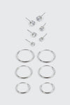 6 paires de boucles plaquées or blanc 14K
