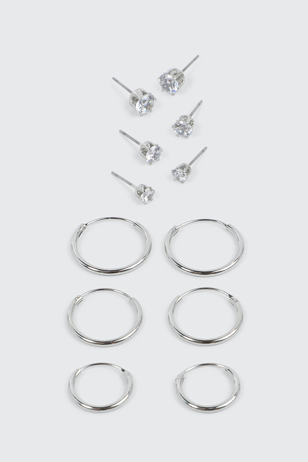 6 paires de boucles plaquées or blanc 14K