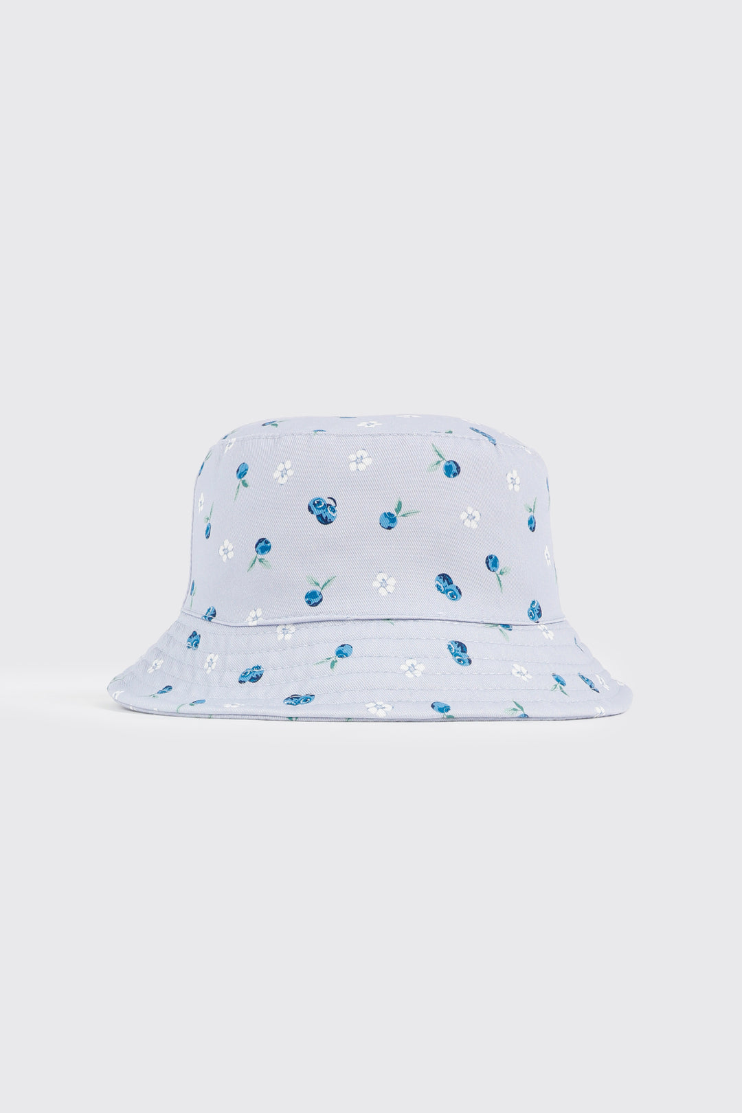 Flower and Blueberry Print Bucket Hat