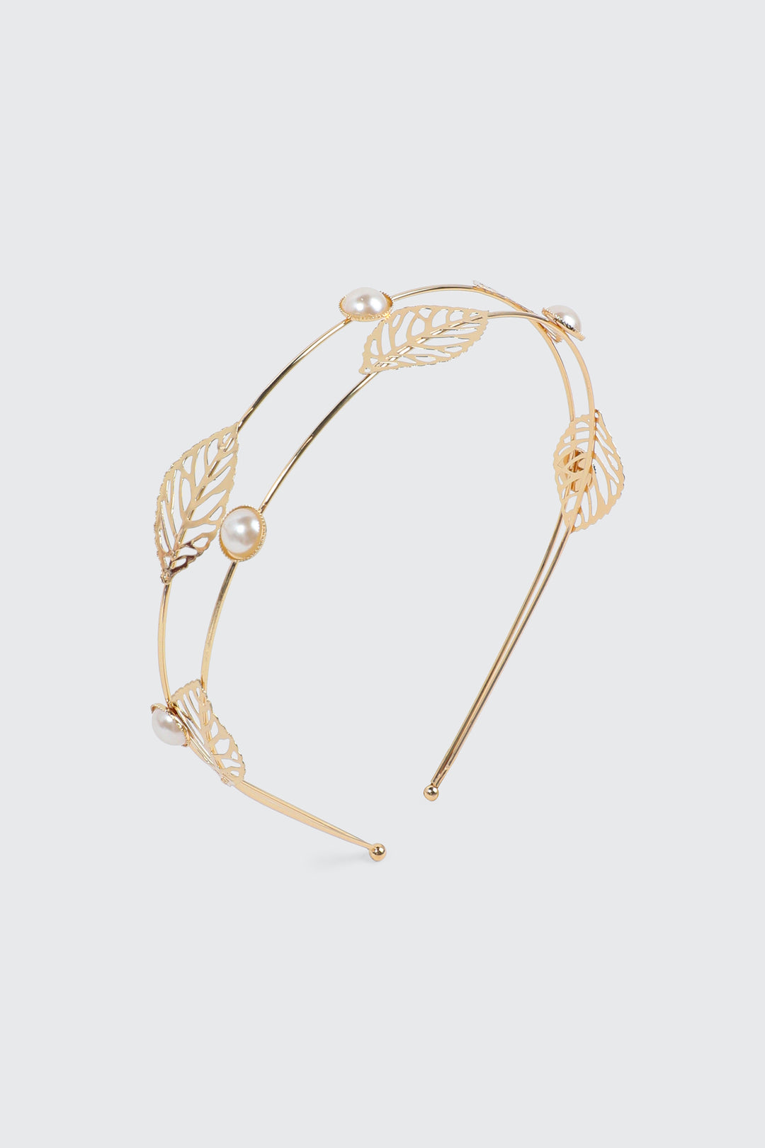 Double Leaf & Pearl Headband