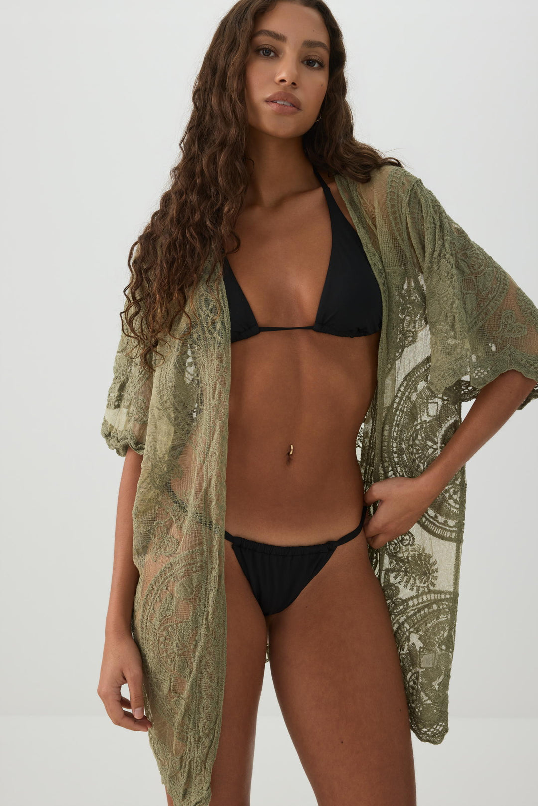 Cache-maillot brodé floral