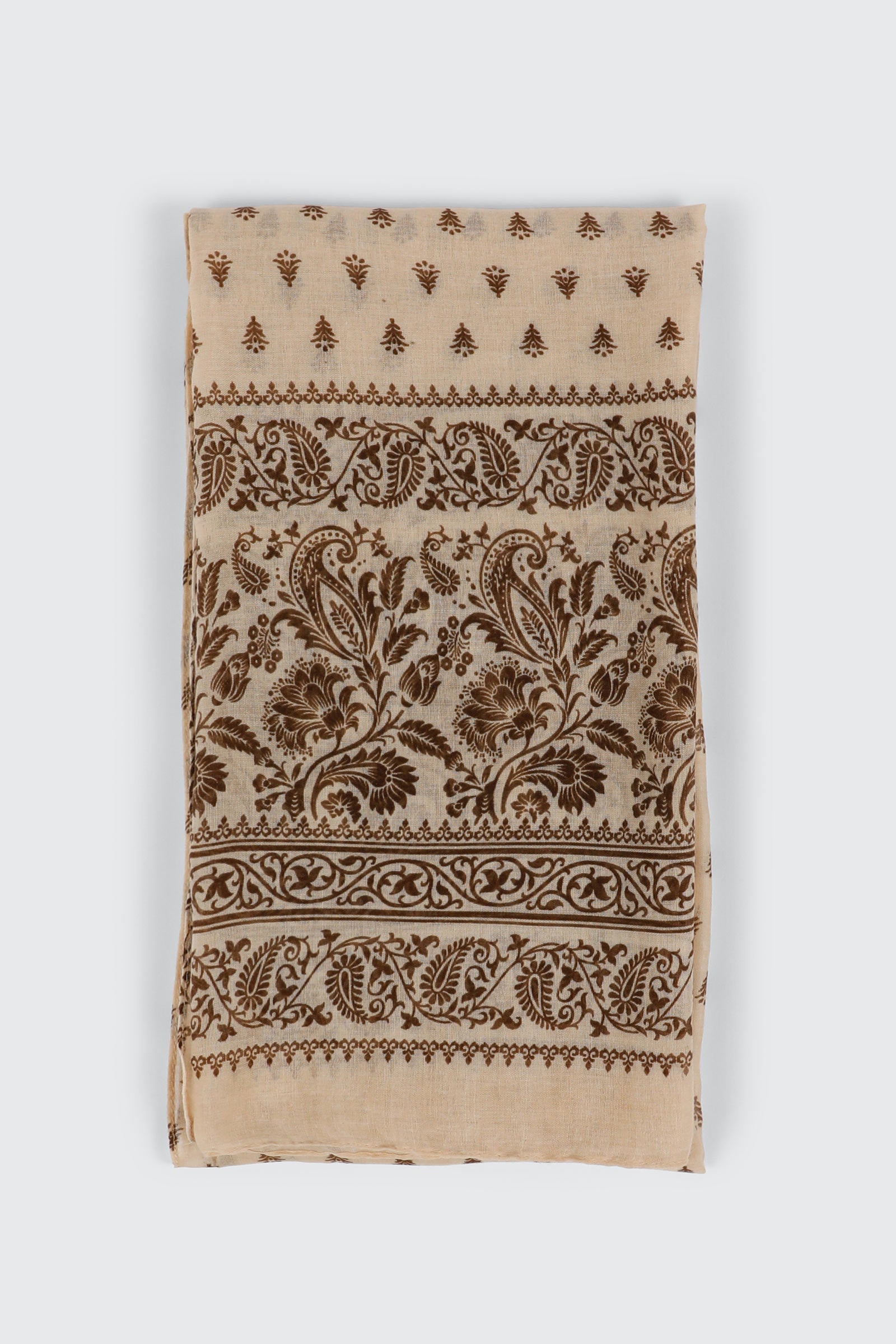 【BROWN】PAISLEY BORDER KNIT Brown Bohemian Paisley Beaded Rope Knit Sweater | FARM Rio