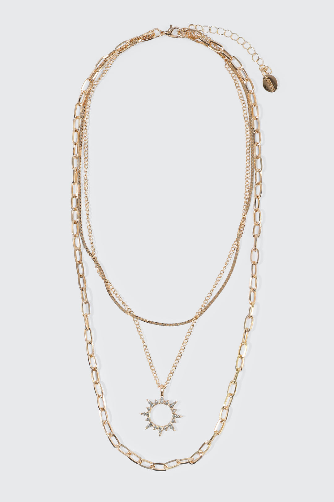 3-Row Necklace with Sun Pendant