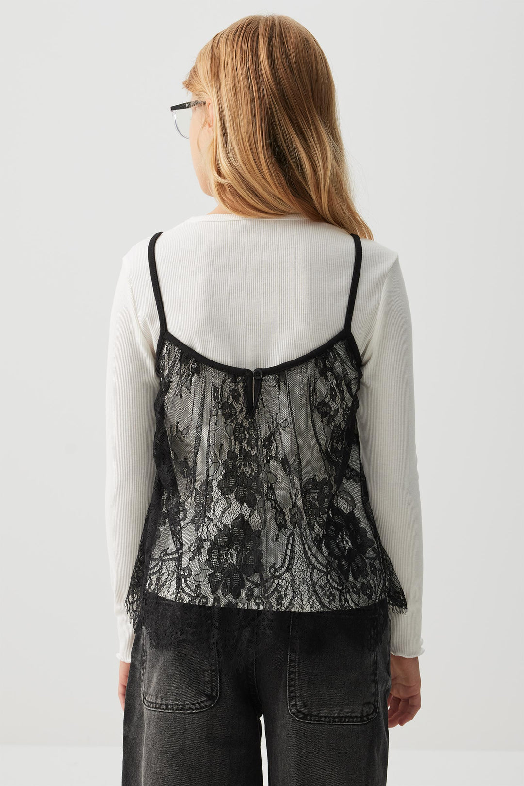 Long Sleeve Top with Lace Tank