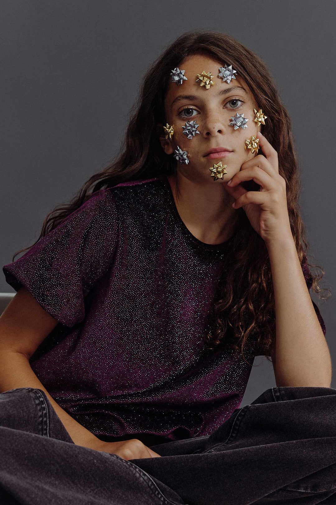 Shiny Velvet Puff Sleeve Top