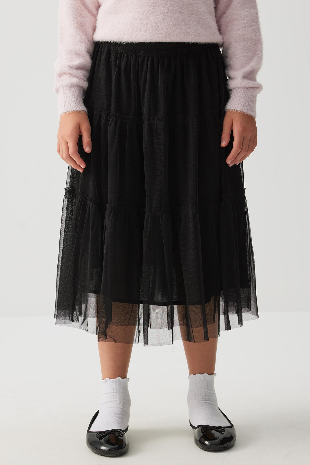 Jupe midi étagée en tulle