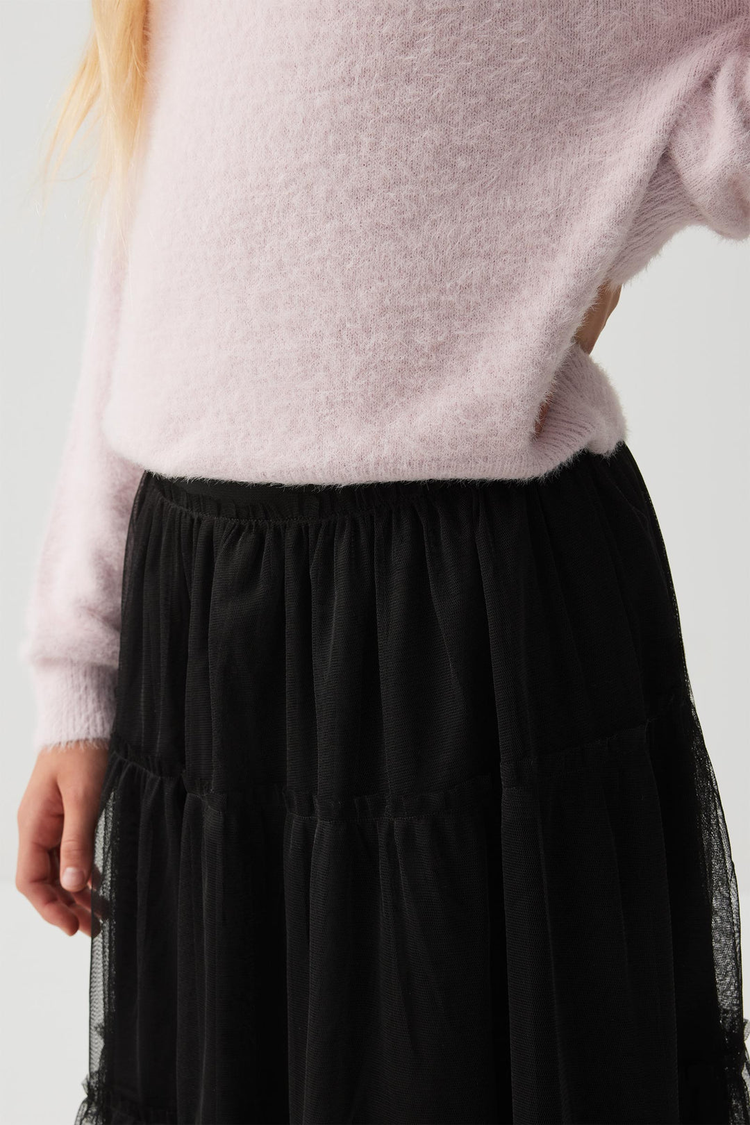 Jupe midi étagée en tulle