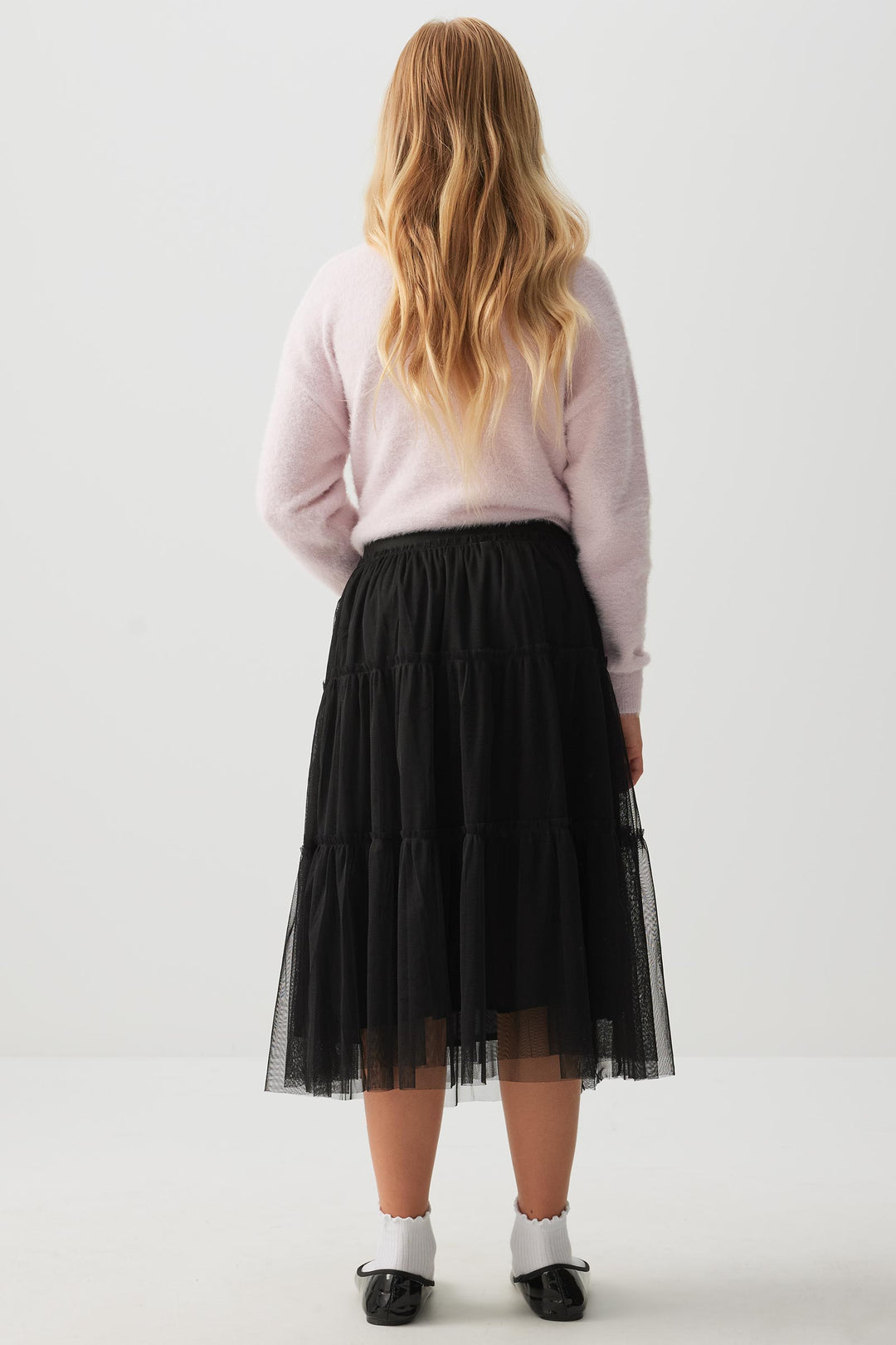 Jupe midi étagée en tulle