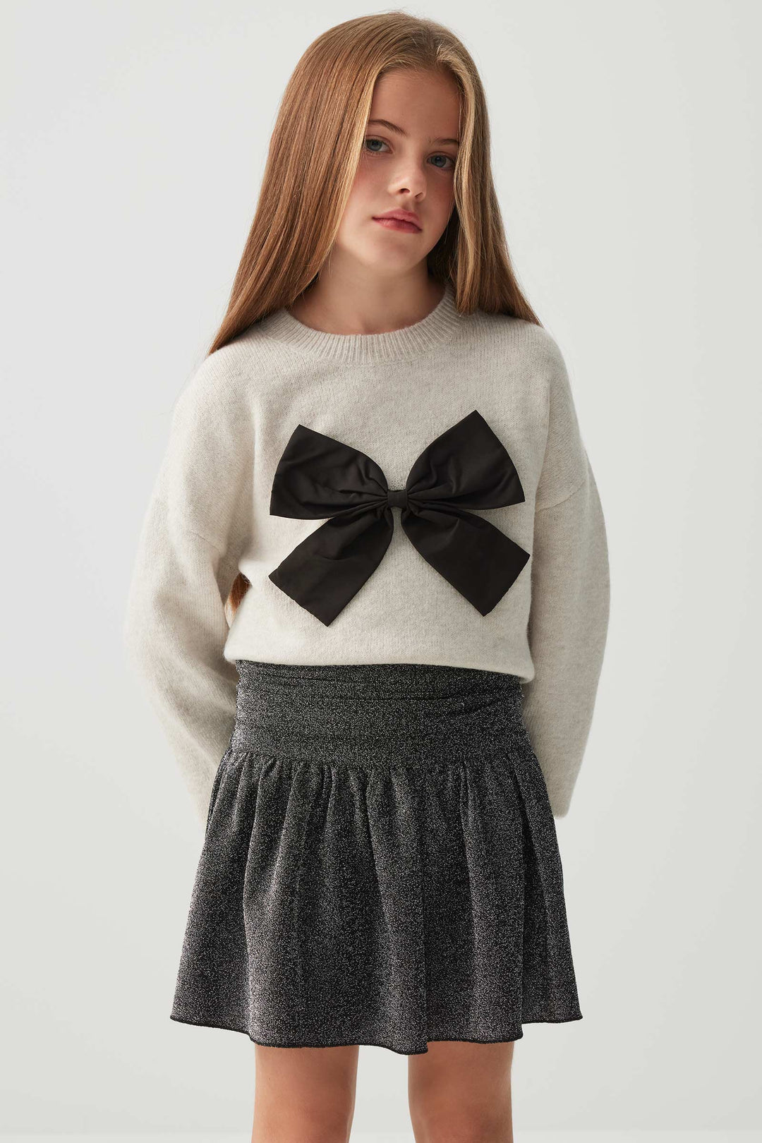 Jupe courte scintillante à taille froncée