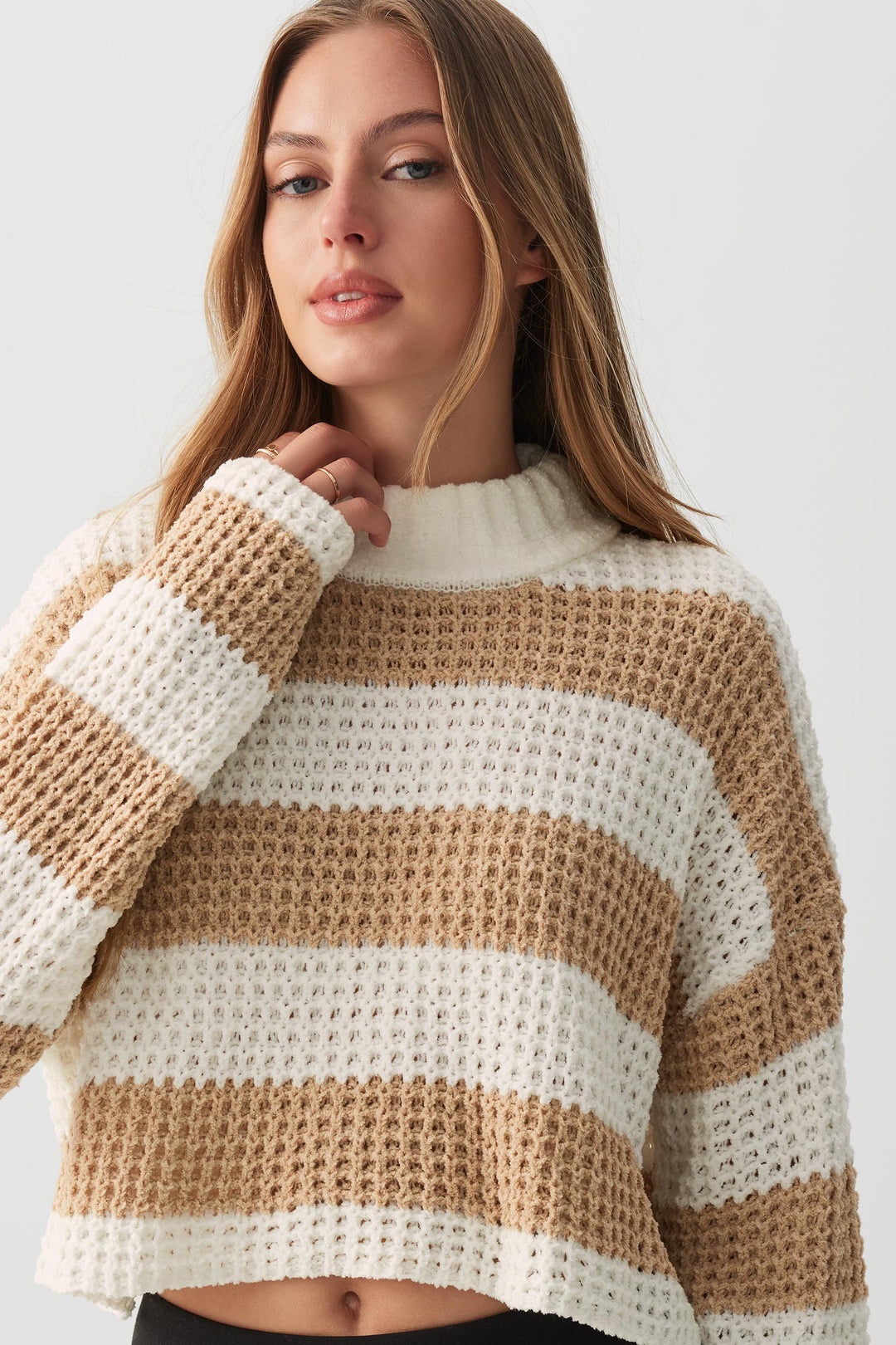 Striped Shaker Stitch Chenille Sweater