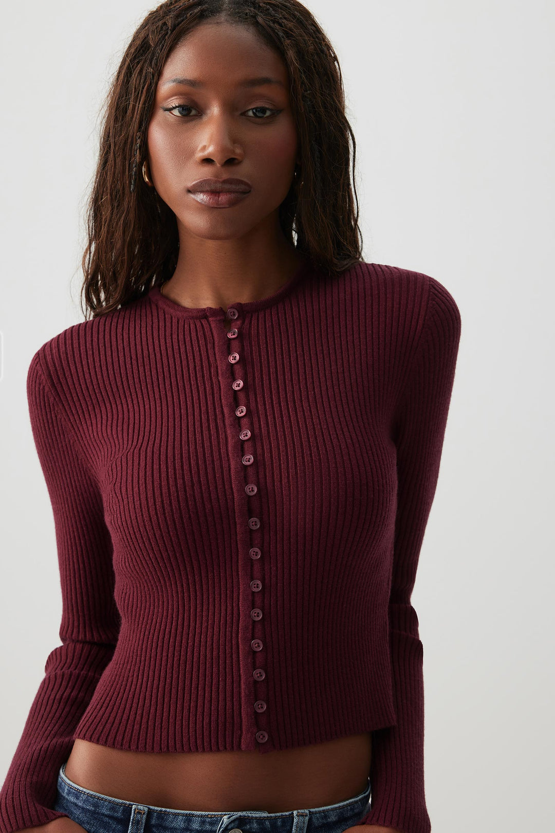 Short Cardigan with Removable Faux Fur Collar