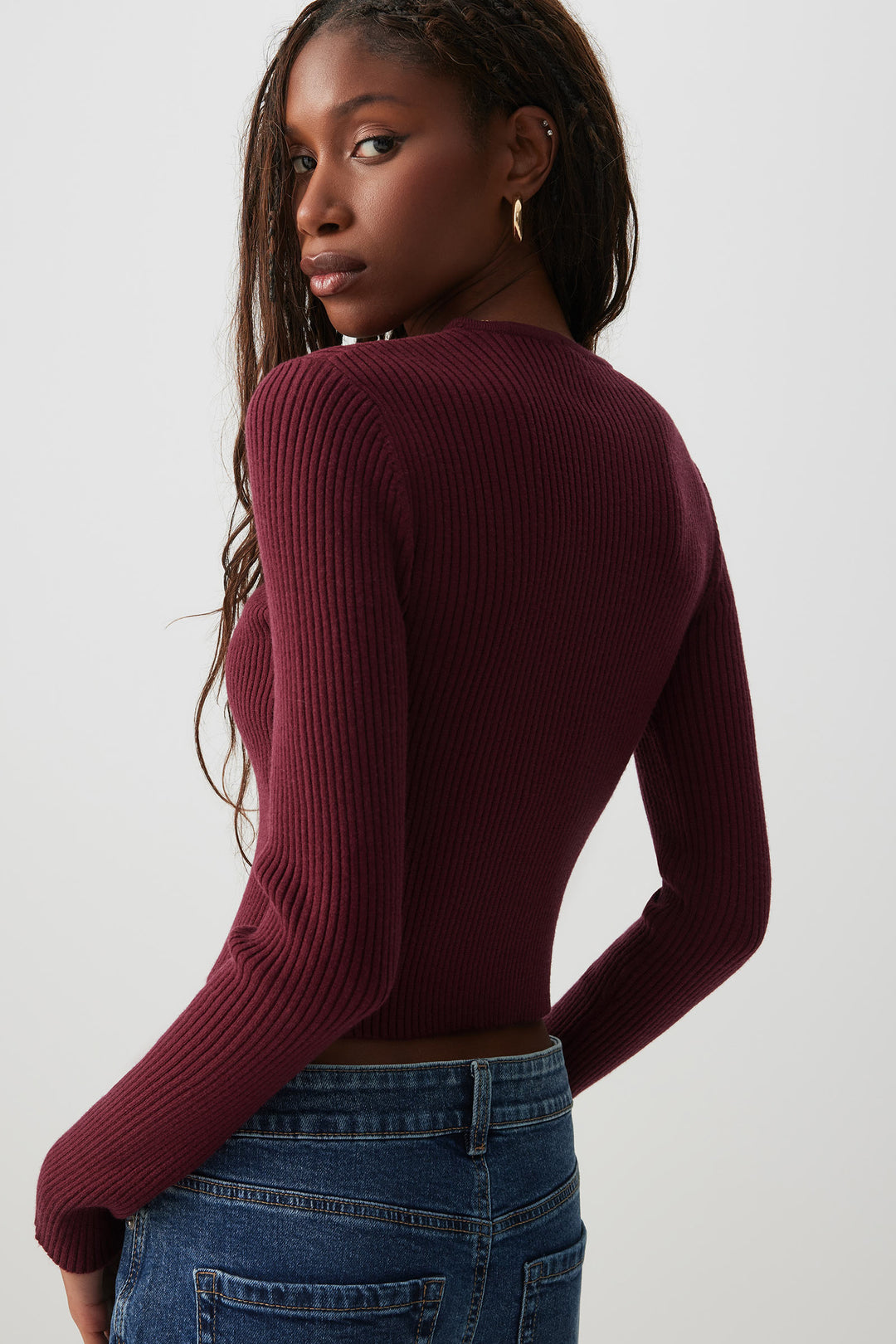 Short Cardigan with Removable Faux Fur Collar