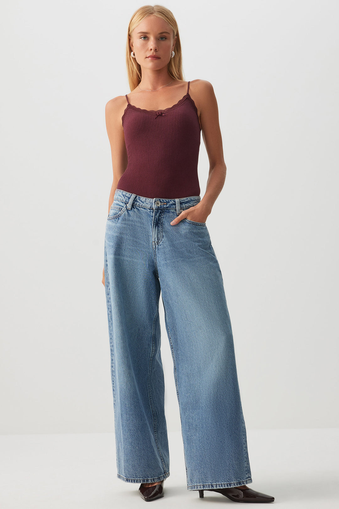 Lace Trim V-Neck Bodysuit