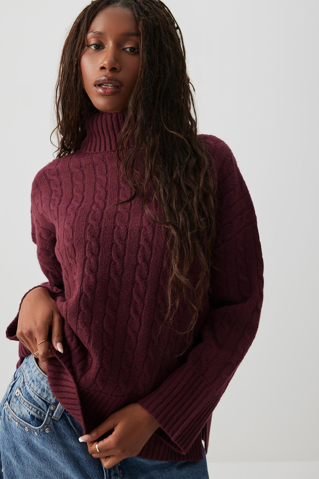 Cable Knit Turtleneck Sweater