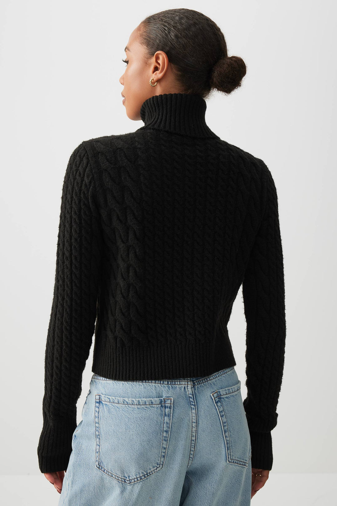 Cable Knit Crop Turtleneck Sweater
