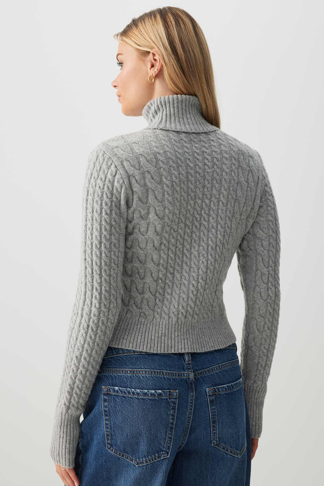 Cable Knit Crop Turtleneck Sweater