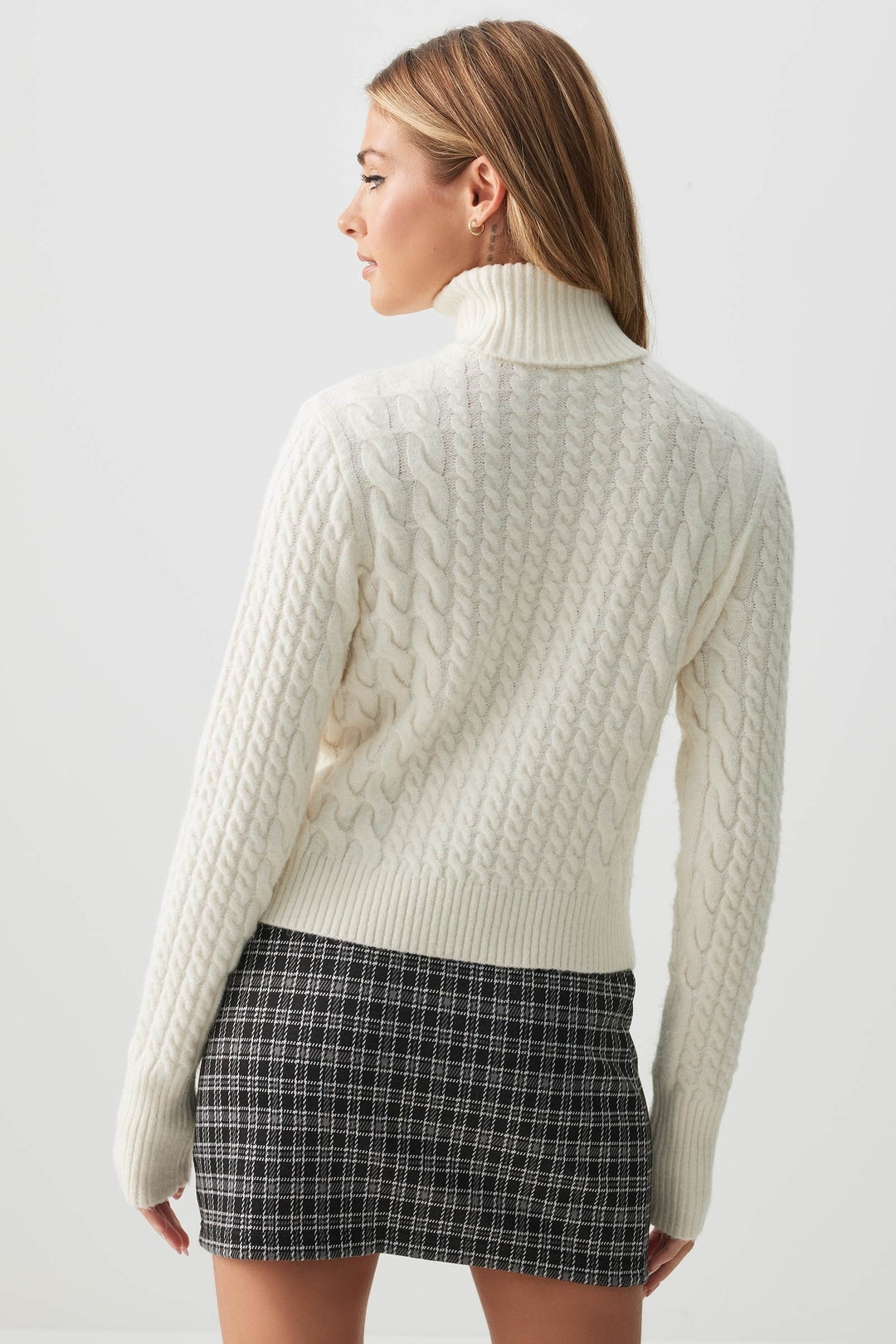 Cable Knit Crop Turtleneck Sweater
