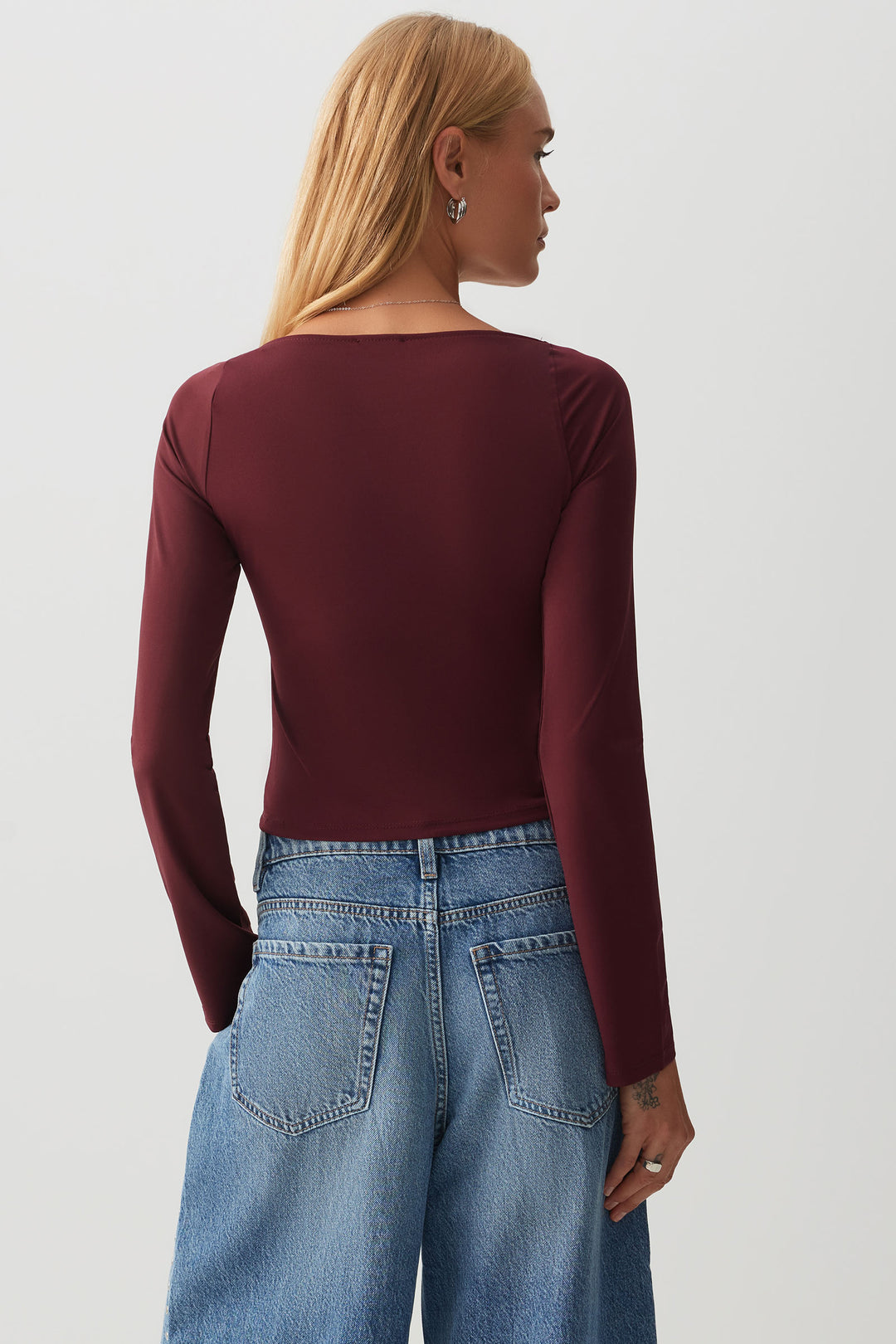 Ruched Bust Long Sleeve Top