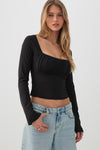 Ruched Bust Long Sleeve Top