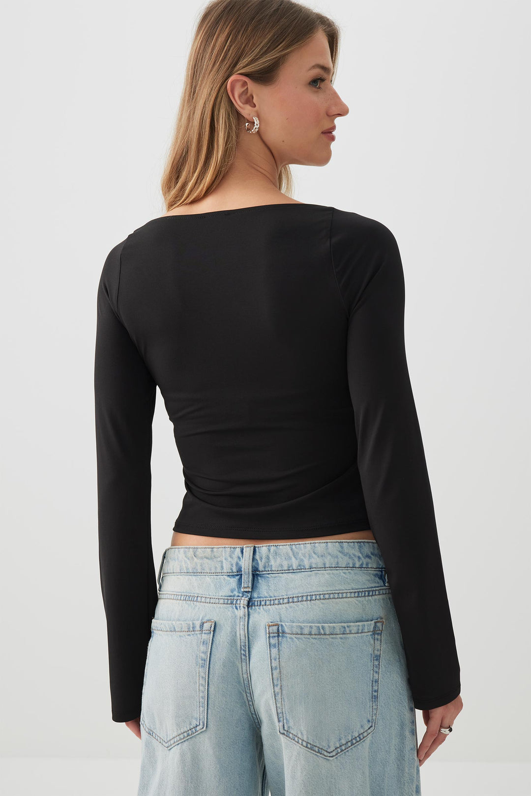Ruched Bust Long Sleeve Top