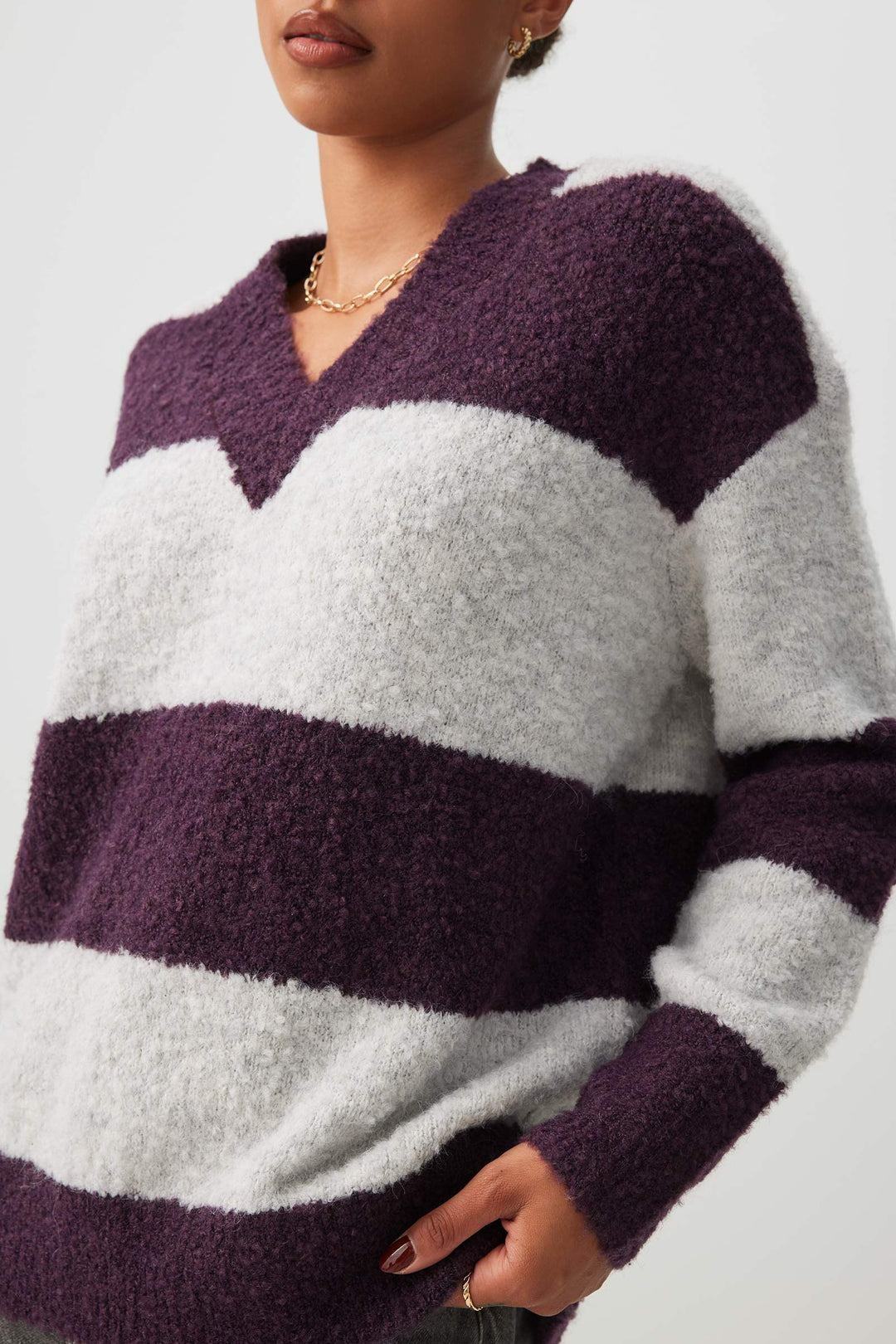 Bouclé Oversized V-Neck Sweater