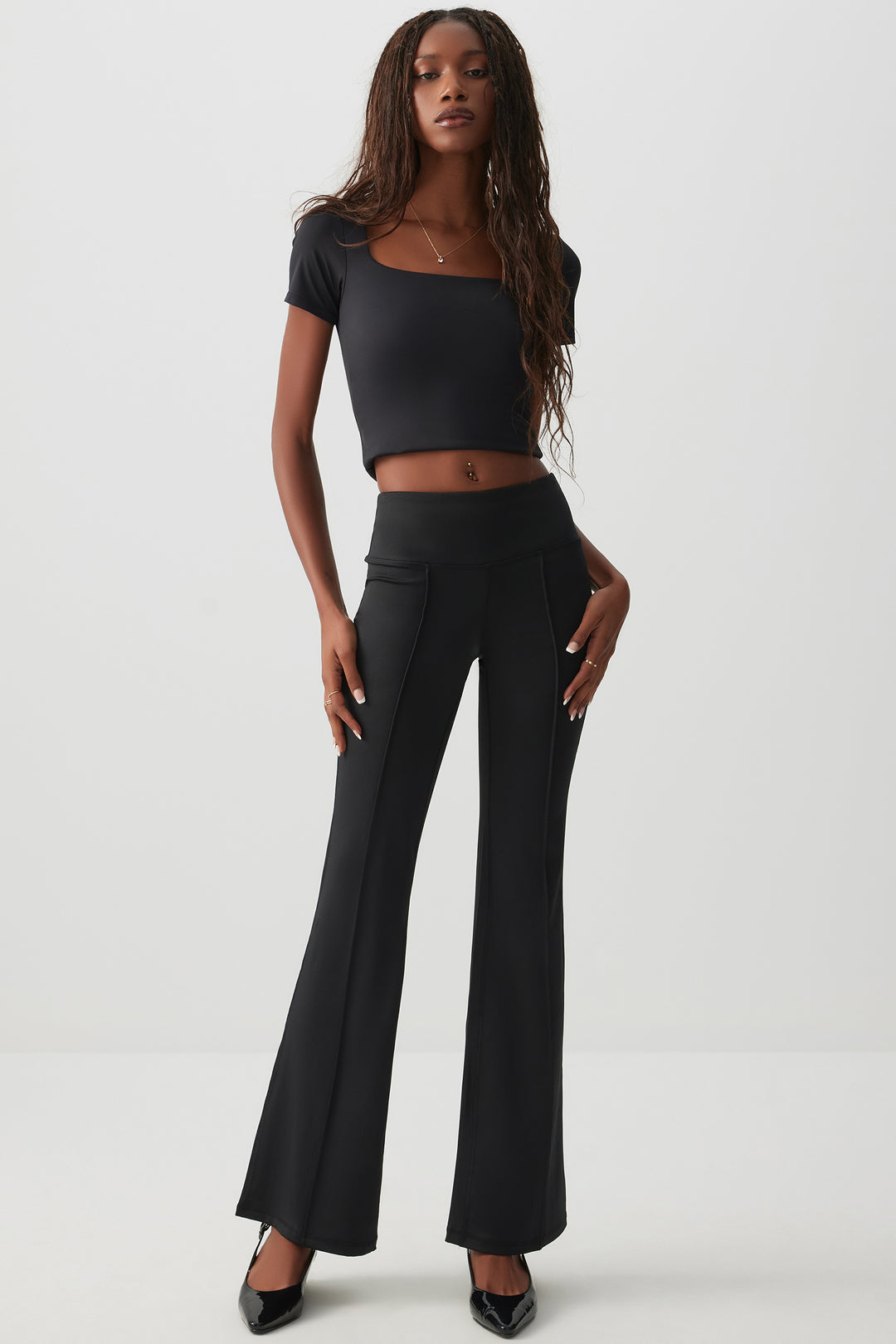 Pintuck Flare Leggings