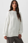 Oversized Cable Knit Crew Neck Sweater