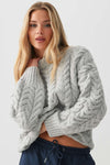 Oversized Cable Knit Crew Neck Sweater