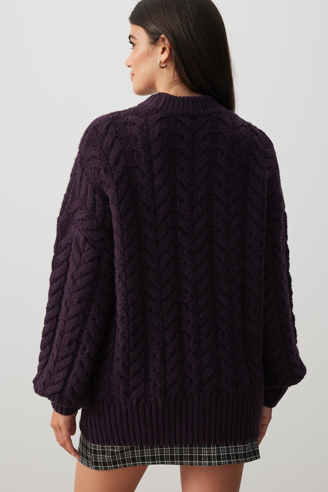 Oversized Cable Knit Crew Neck Sweater