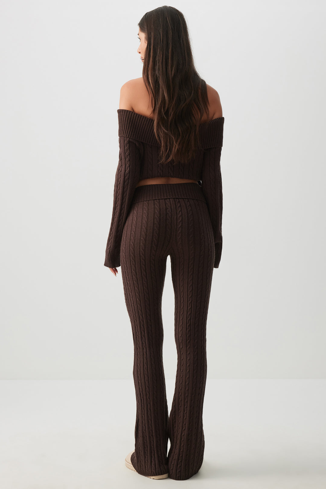 Pantalon évasé en tricot torsadé