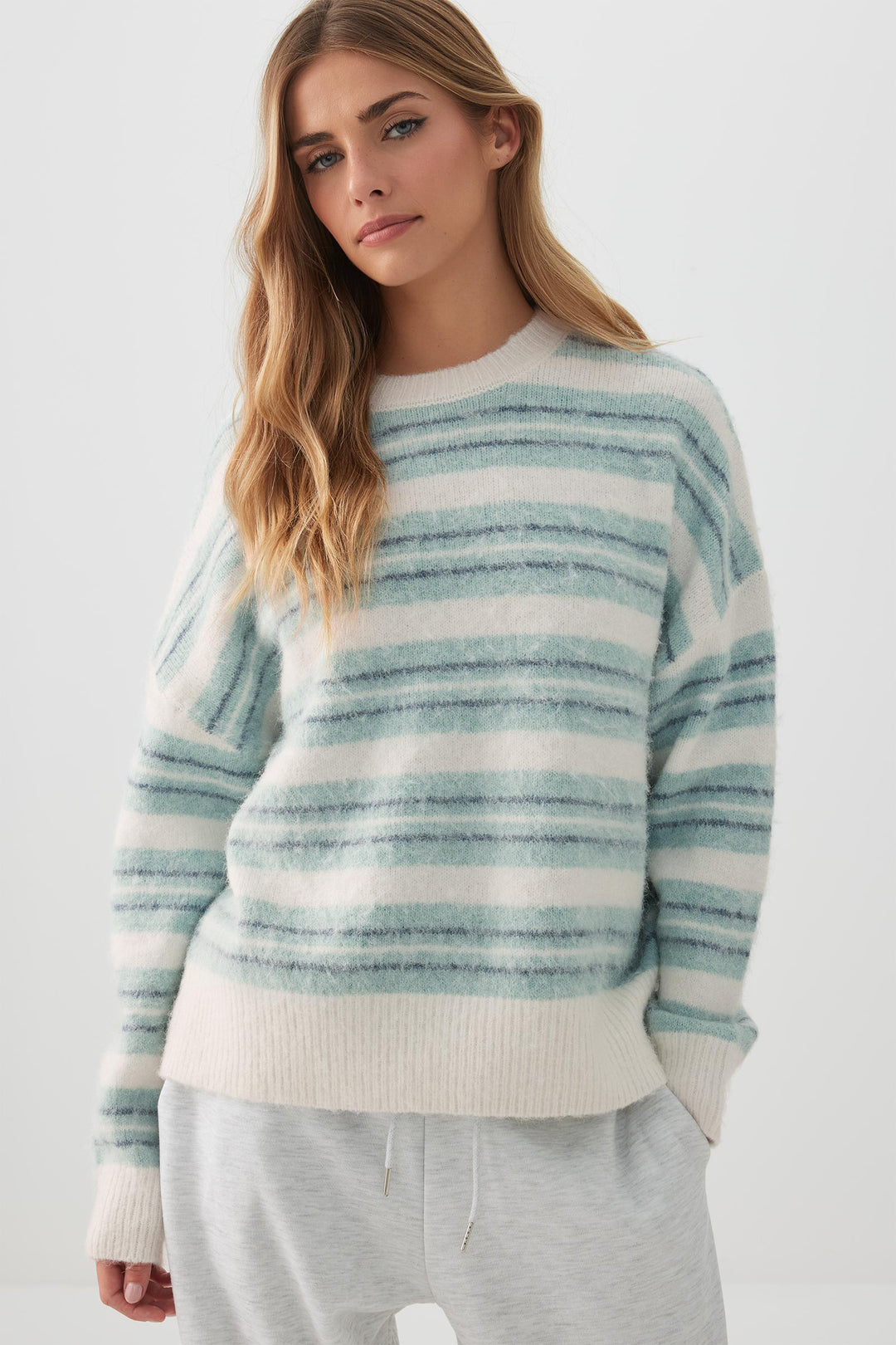 Striped Fuzzy Knit Sweater