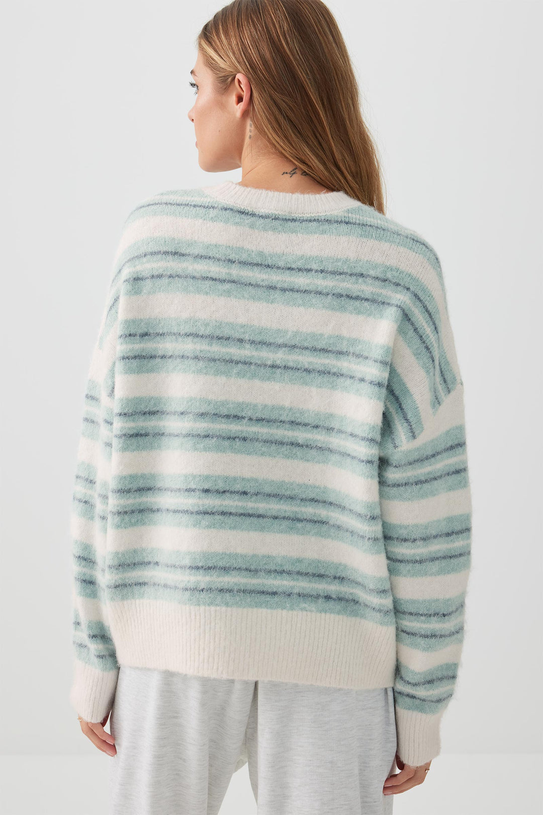 Striped Fuzzy Knit Sweater