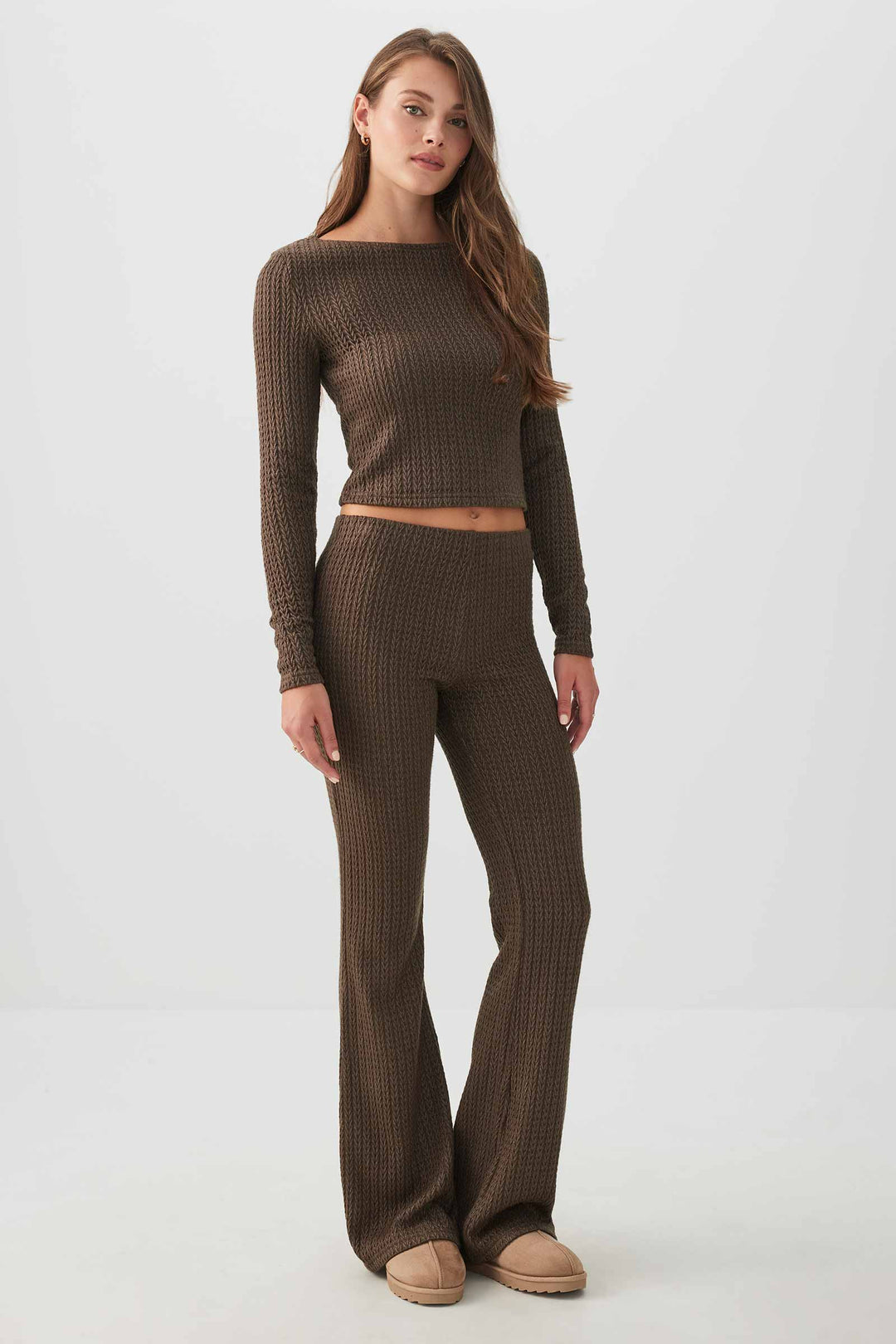 Haut à manche longues en tricot torsadé