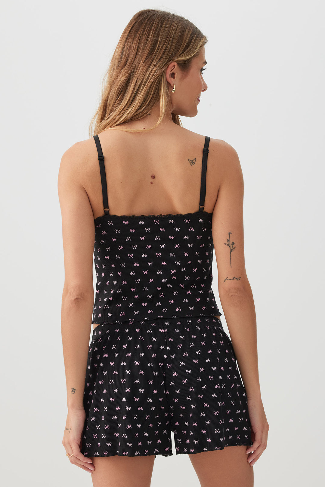 Rib PJ Set with Lace Details