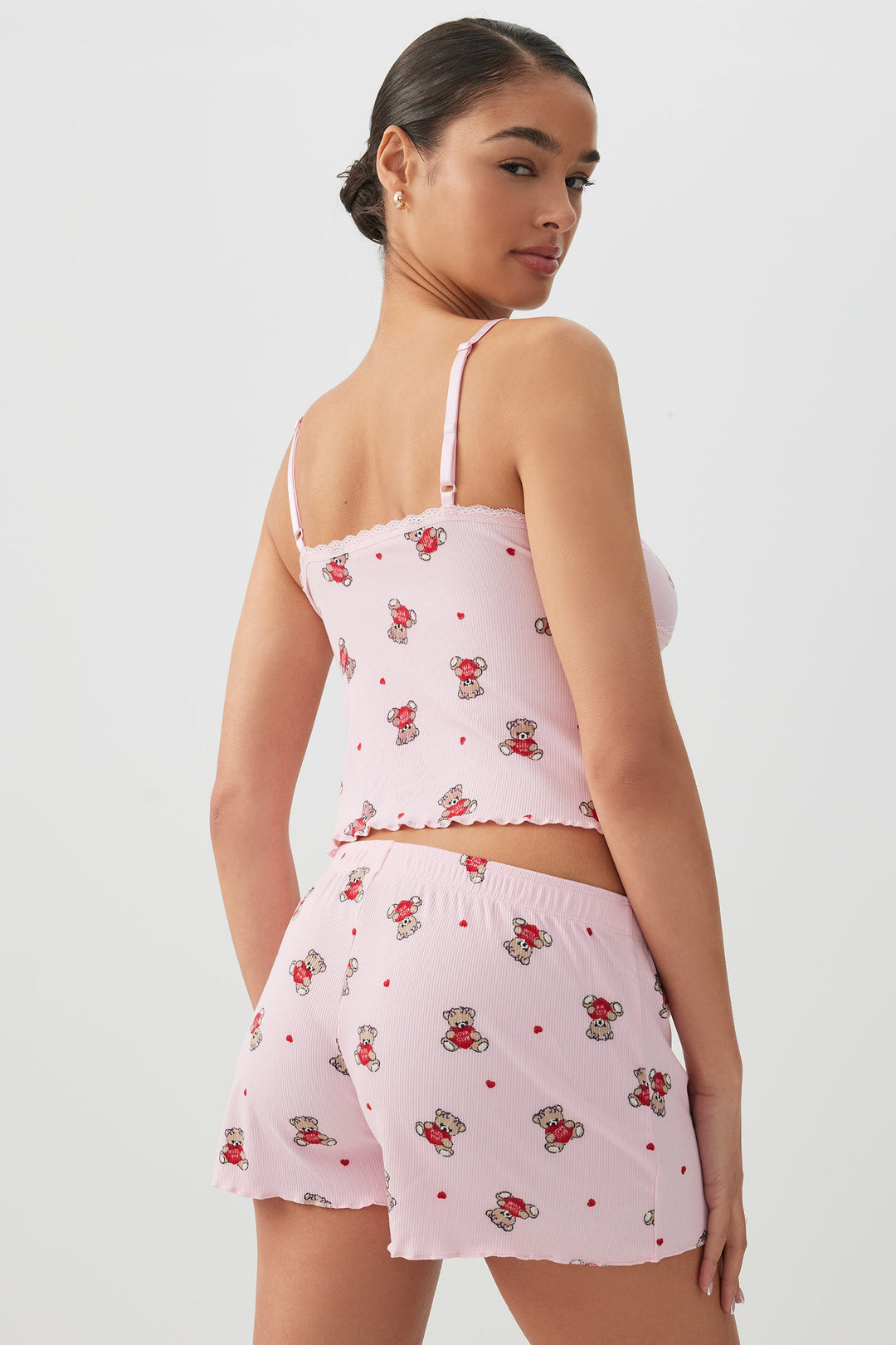 Rib PJ Set with Lace Details