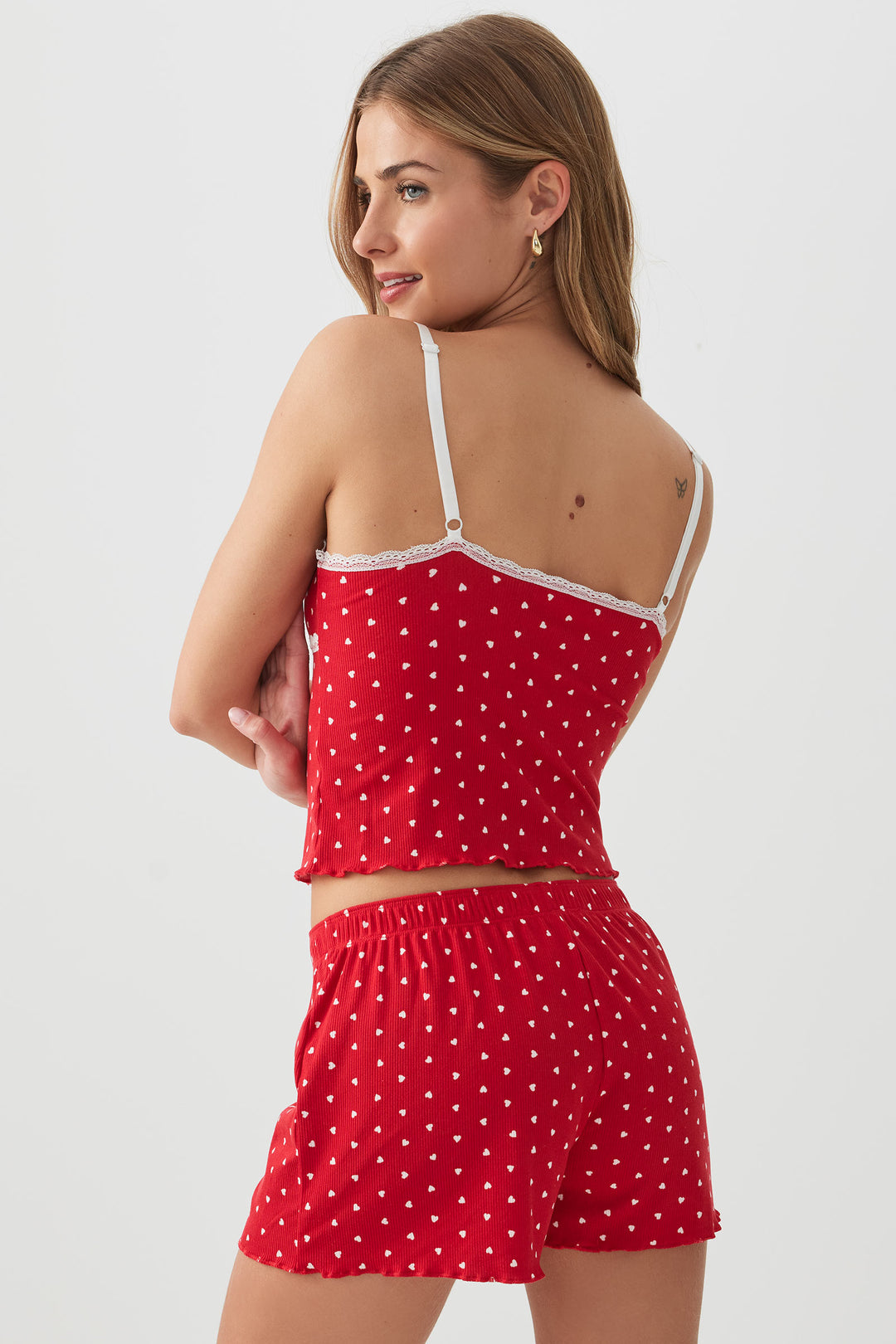 Rib PJ Set with Lace Details