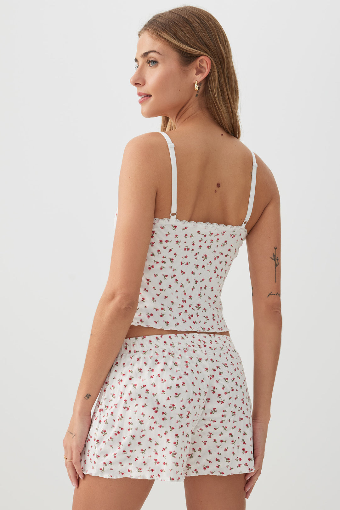 Rib PJ Set with Lace Details