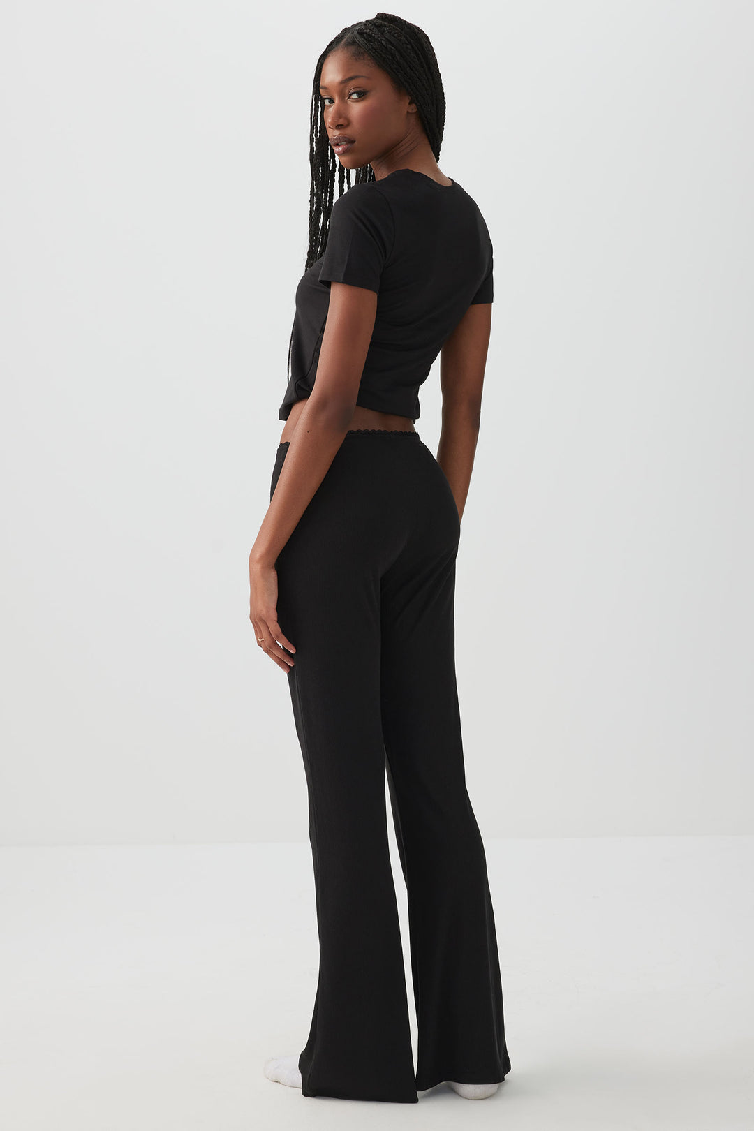 Pantalon de pyjama évasé côtelé 